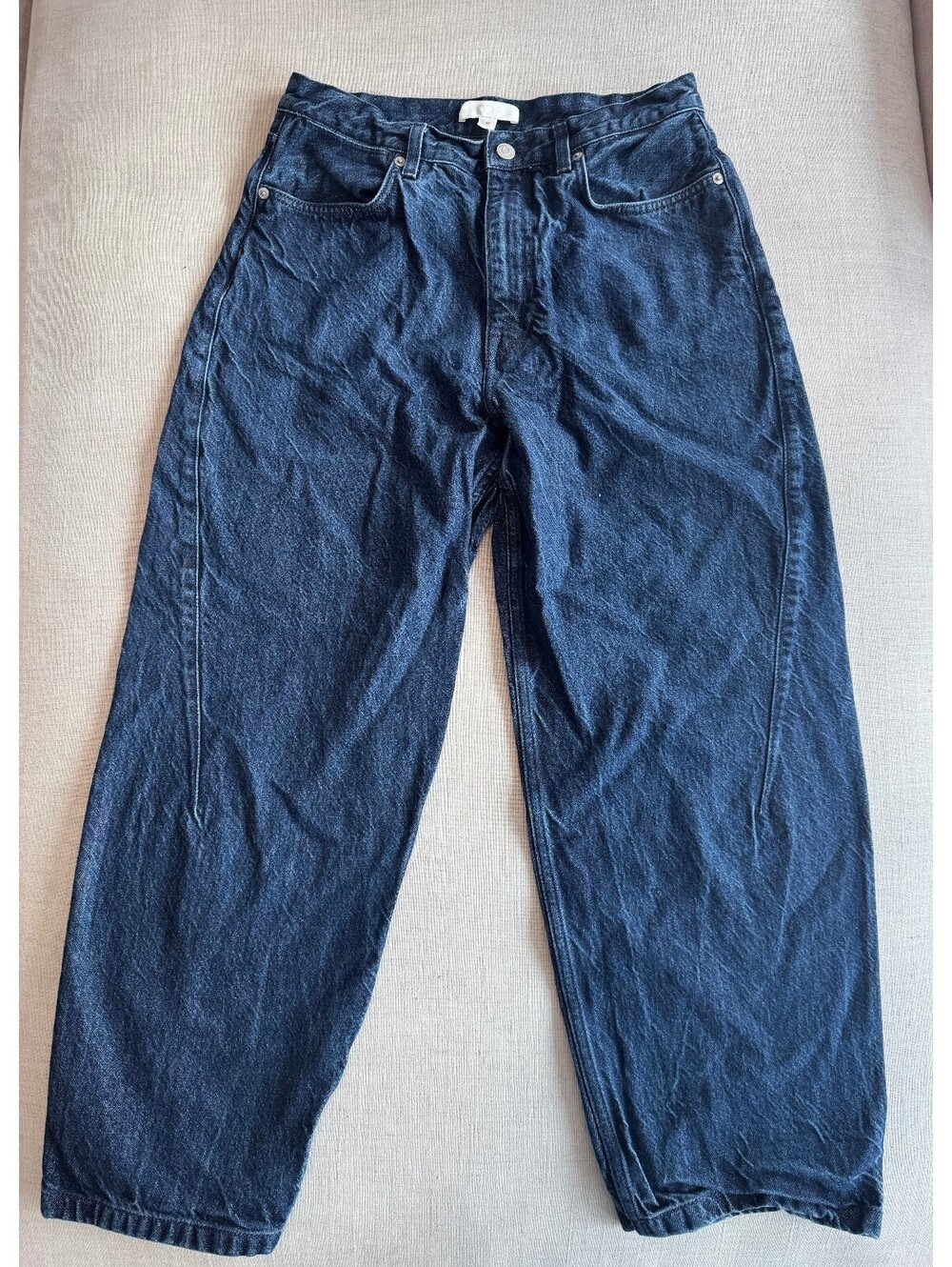 COS Barrel Leg Jeans Blue Crinkle Wash Size 28
